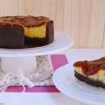 Cheesecake de naranja y Chocolate con cobertura de frambuesa. Aroma de chocolate